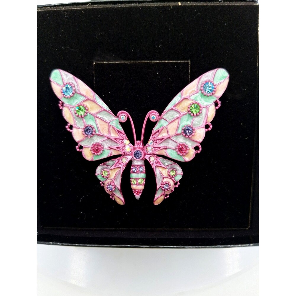 Joan‎ Rivers Bejweled Butterfly Collection Pastel Pink Fantasy Enamel Pin Brooch